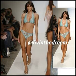 Beach Bunny Paisley Scarf Green Sparkle Bikini L/M Set
